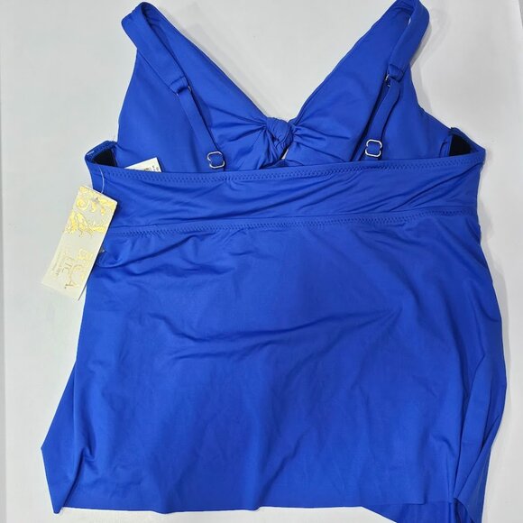 Becca Etc Plus Size Color Code Flounce Tankini Top - Picture 6 of 7